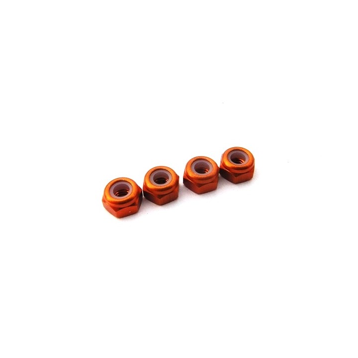 69855 Hiro Seiko 3mm Alloy Nylon Nut (S_Size) [Orange]