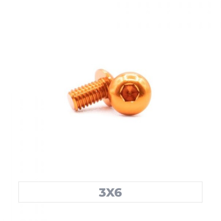 MonacoRC M3x6 Orange Alloy Hex Socket Button Head Screw (10)