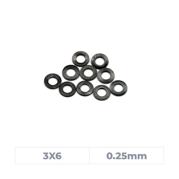 MonacoRC Alu Shim 3x6X0.25mm - Black (10)