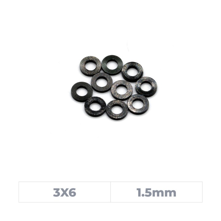 MonacoRC Alu Shim 3x6x1.5mm - Black (10)