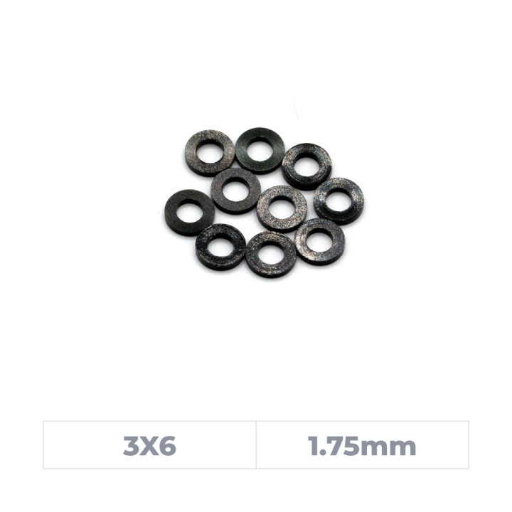 MonacoRC Alu Shim 3x6X1.75mm - Black (10)