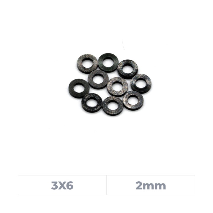 MonacoRC Alu Shim 3x6x2mm - Black (10)
