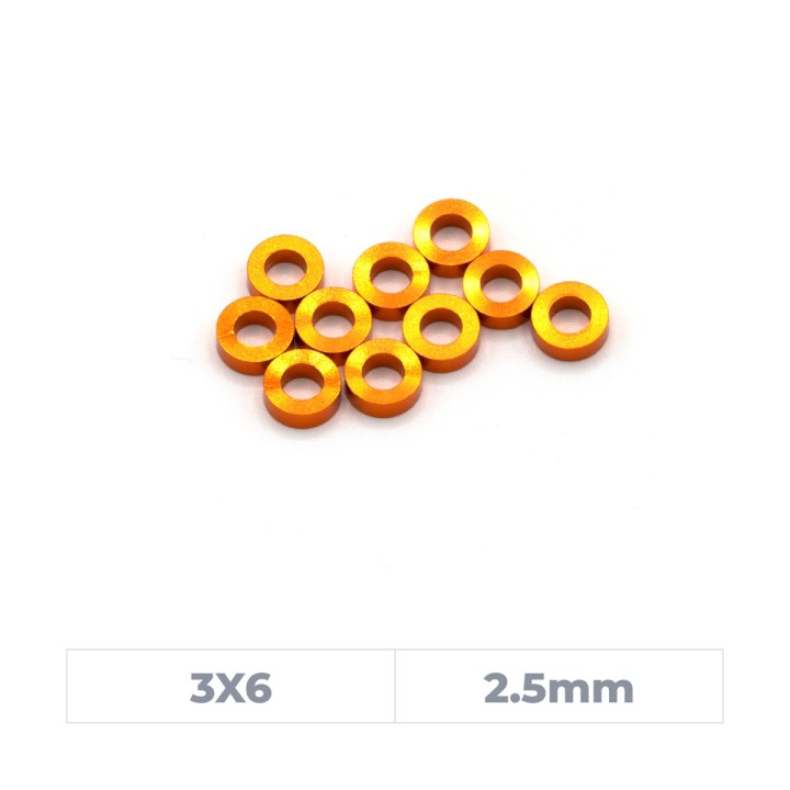 MonacoRC Alu Shim 3X6X2.5mm - Orange (10)