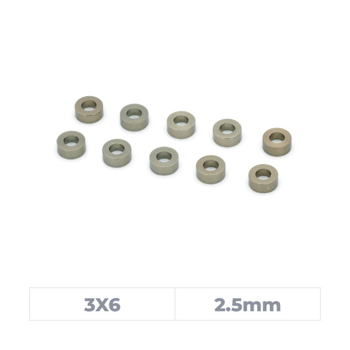 MonacoRC Alu Shim 3X6X2.5mm - Smoke Grey (10)