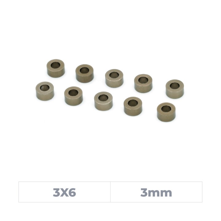 MonacoRC Alu Shim 3x6x3mm - Smoke Grey (10)