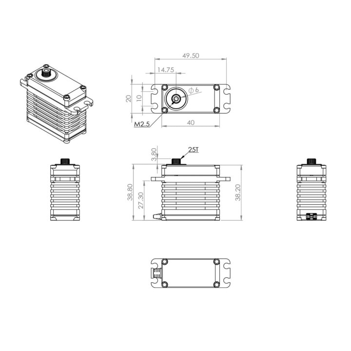 MKS HBL550 (0.085s/38.0kg/8.2V) Brushless Servo