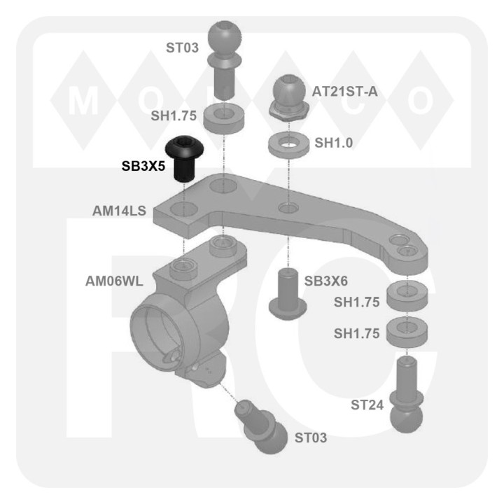 SB3X5 Awesomatix M3x5 Button Head Screw (4)