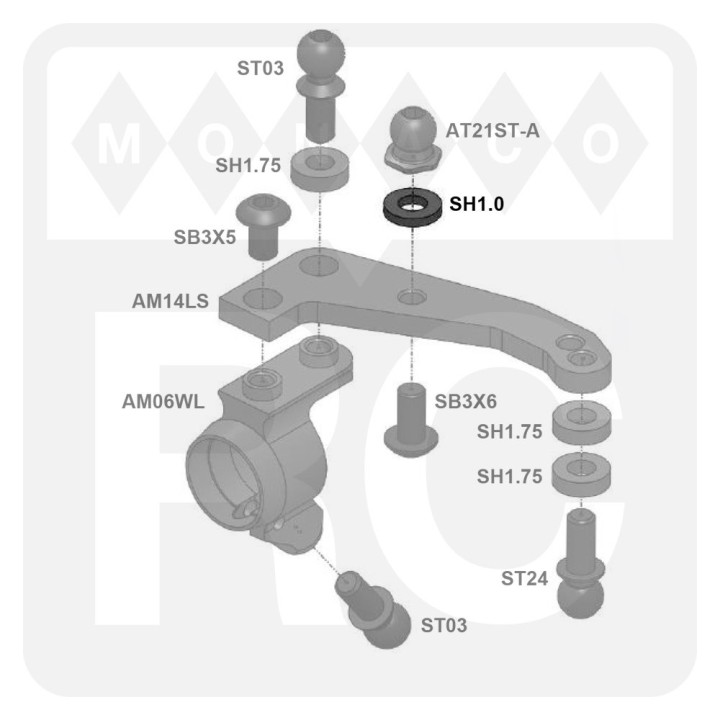 SH1.0 Awesomatix 6x3x1.0mm Spacer Gray (10)