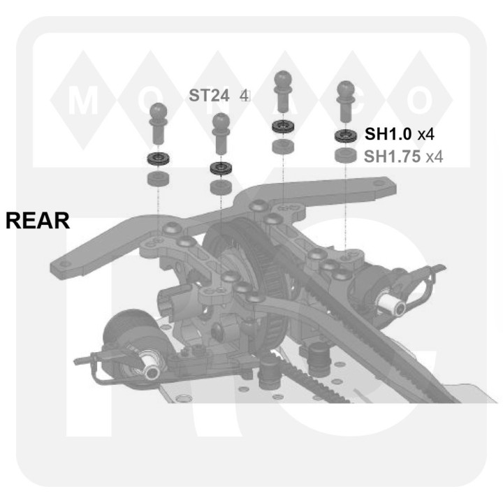 SH1.0 Awesomatix 6x3x1.0mm Spacer Gray (10)