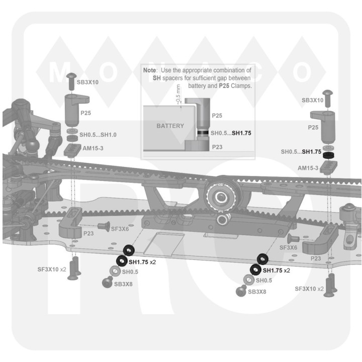 SH1.75 Awesomatix 6x3x1.75mm Spacer (Black) (10)