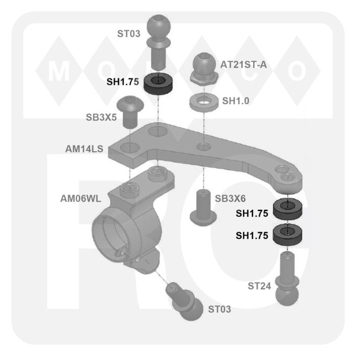 SH1.75 Awesomatix 6x3x1.75mm Spacer (Black) (10)