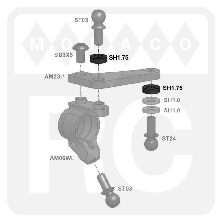 SH1.75 Awesomatix 6x3x1.75mm Spacer (Black) (10)