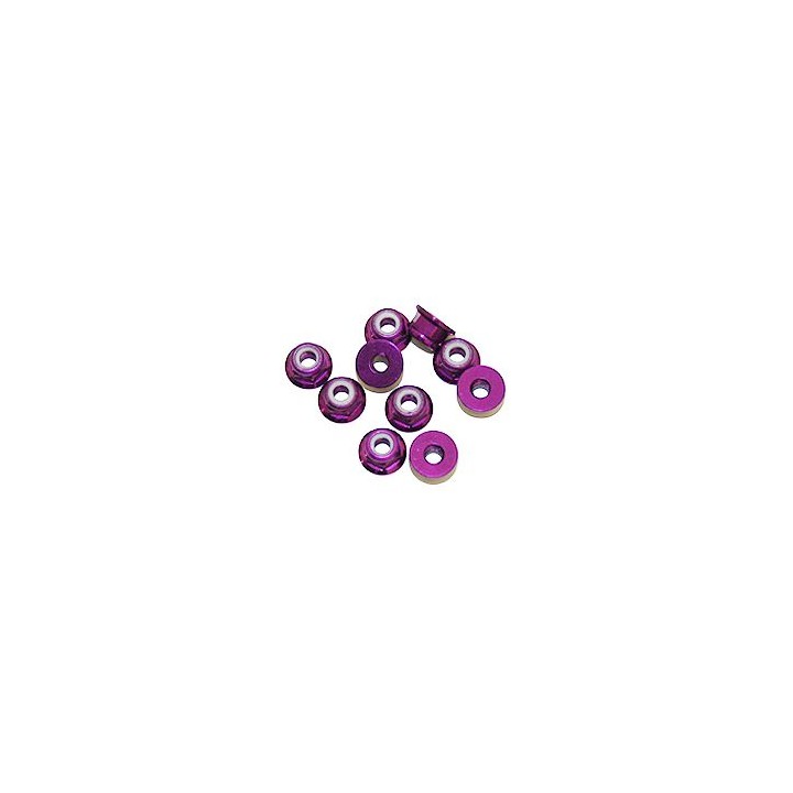 UR1503-P Ultimate 3mm. Alu. Nylon Nut W/Flanged Purple (10Pcs)