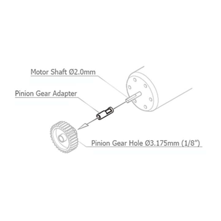 48613 Hiro Seiko Pinion Adapter (Ø2mm - Ø3.175)