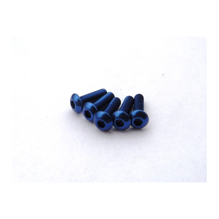 69623 Hiro Seiko Alloy 7075 Hex Button Screw M3X6 [Y-Blue]