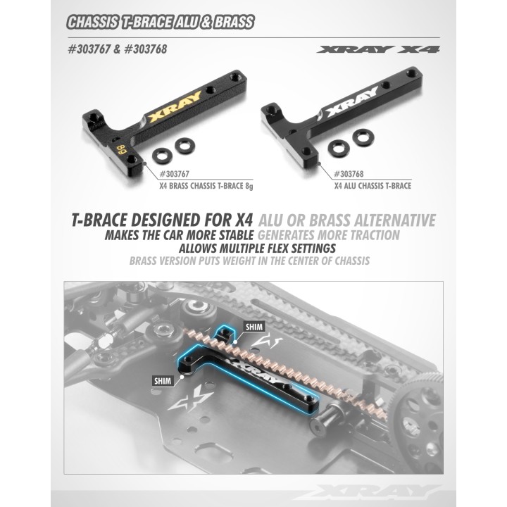 303767 Xray X4 Brass Chassis T-Brace 10G