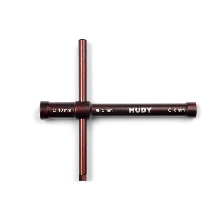 107581 Hudy Cross Wrench Glowplug # 8mm / Clutchnut # 10mm - Long