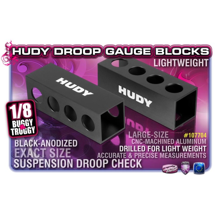 107704 Hudy Downstop Gauge Support Blocks 30mm - 1/8 Off-Road (2)