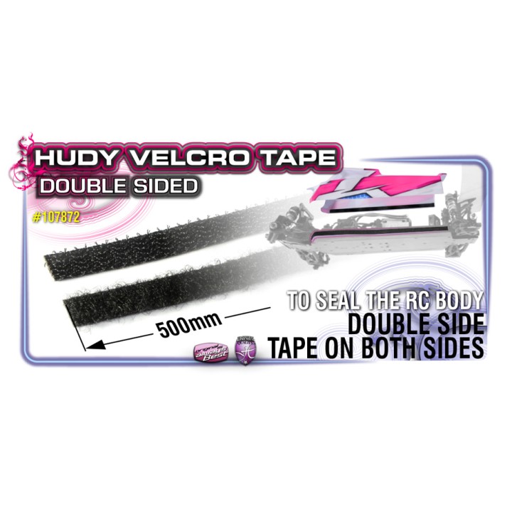 107872 Hudy Velcro Tape With Double Sided Tape 8X500mm