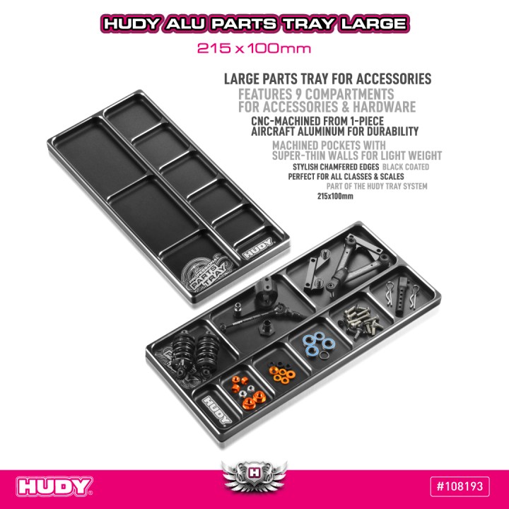 108193 Hudy Alu Parts Tray Large 215X100mm