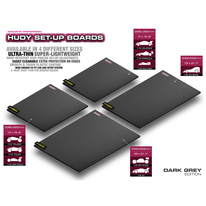 108303 Hudy Flat Set-Up Board 1/10-1/12 On-Road Light - Dark Grey