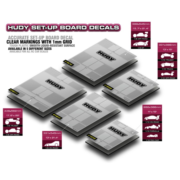 108760 Hudy Plastic Set-Up Board 399X545mm - 1/8 Off-Road & Gt