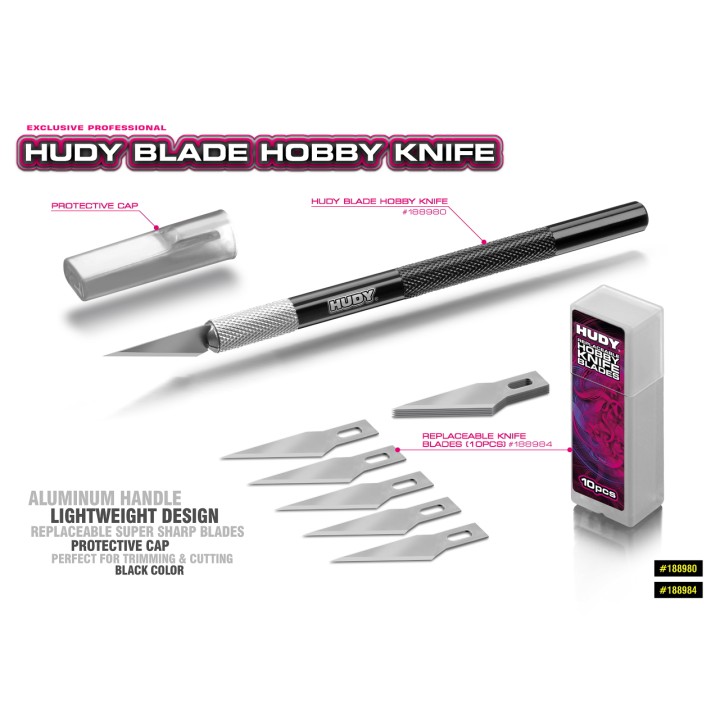 188984 Hudy Replaceable Hobby Knife Blades (10Pcs)