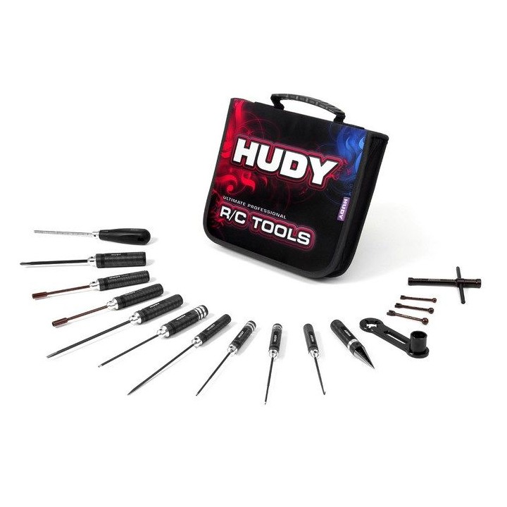 190003 Hudy Set Of Tools + Carrying Bag - For 1/8 Off-Road Cars