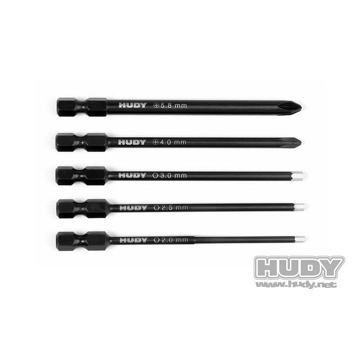 190070 Hudy Power Tool Tips 2.0, 2.5, 3.00mm + 4.0, 5.8 Phillips