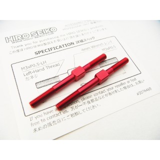 48553 Hiro Seiko Aluminum Turnbuckle Set (3X40mm) [Red]