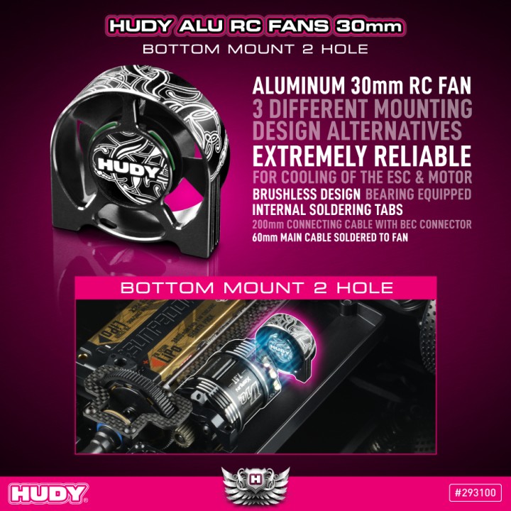 293100 Hudy Alu Rc Fan 30mm - Bottom Mount 2 Hole