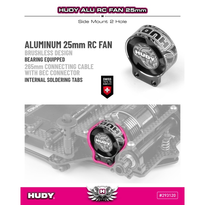 293120 Hudy Alu Rc Fan 25mm - Side Mount 2 Hole