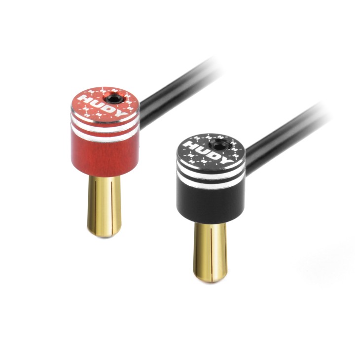 293211 Hudy Alu Bullet Plug Black & Red With 5mm Golden - Set