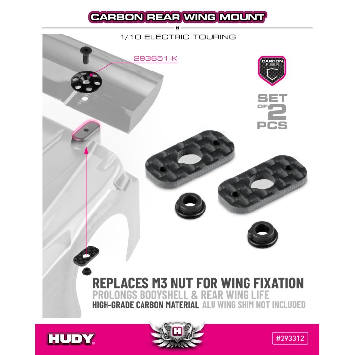 293312 Hudy Carbon Rear Wing Mount - 1/10 Electric (2)