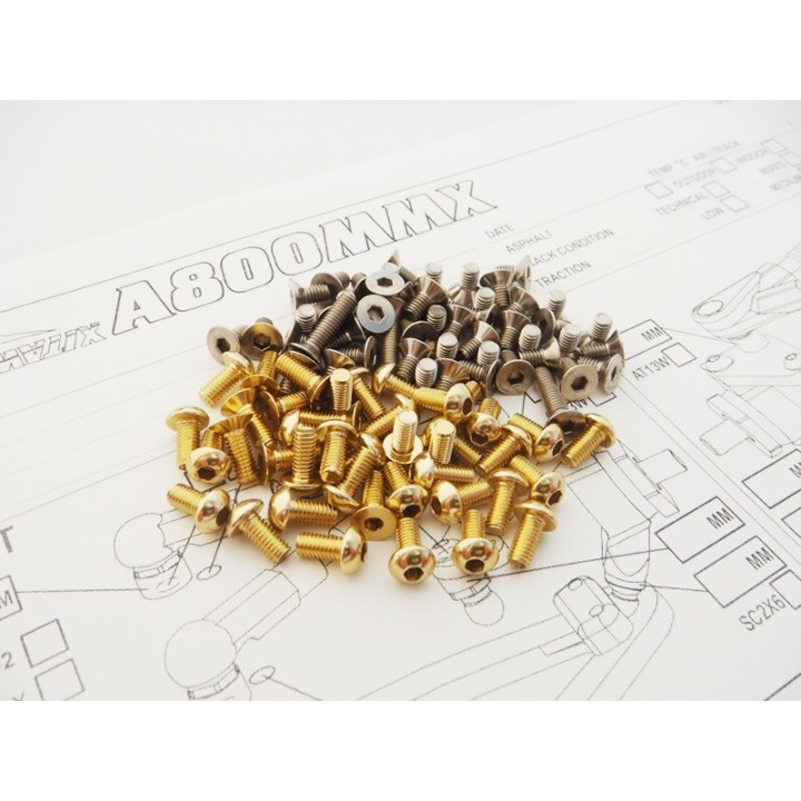 48593 Hiro Seiko A800mmx Evo Titan/Alloy Hex Screw Set [Gold]