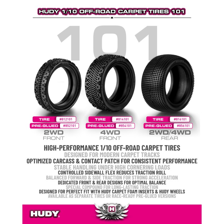 812101 Hudy 1/10 Off-Road Tire 2Wd Front Carpet - 101 (2)