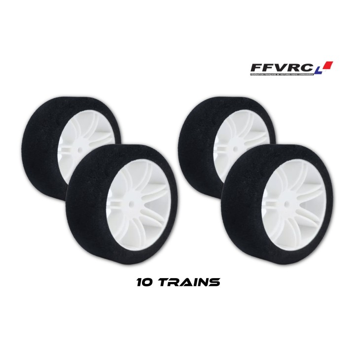 HR10W-FFVRC-10 Hot Race 10 Sets Of Tyres 1/10 On White Rims Ffvrc