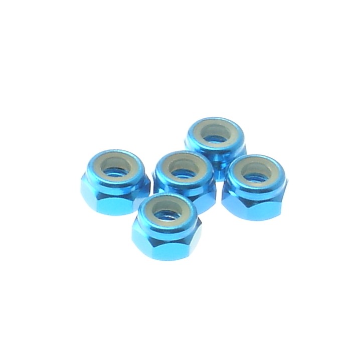 69225 Hiro Seiko 4mm Alloy Nylon Nut [Tamiya-Blue]