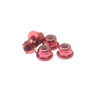 69240 Hiro Seiko 3mm Alloy Flange Nylon Nut [Red]