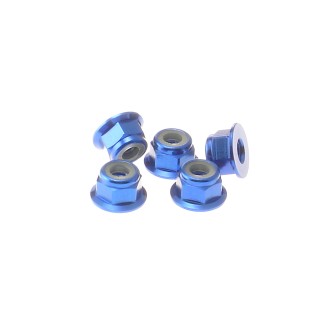 69244 Hiro Seiko 4mm Alloy Flange Nylon Nut [Yokomo-Blue]