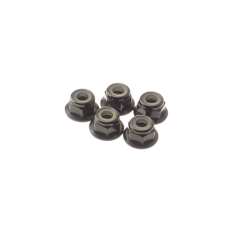 69247 Hiro Seiko 4mm Alloy Flange Nylon Nut [Black]