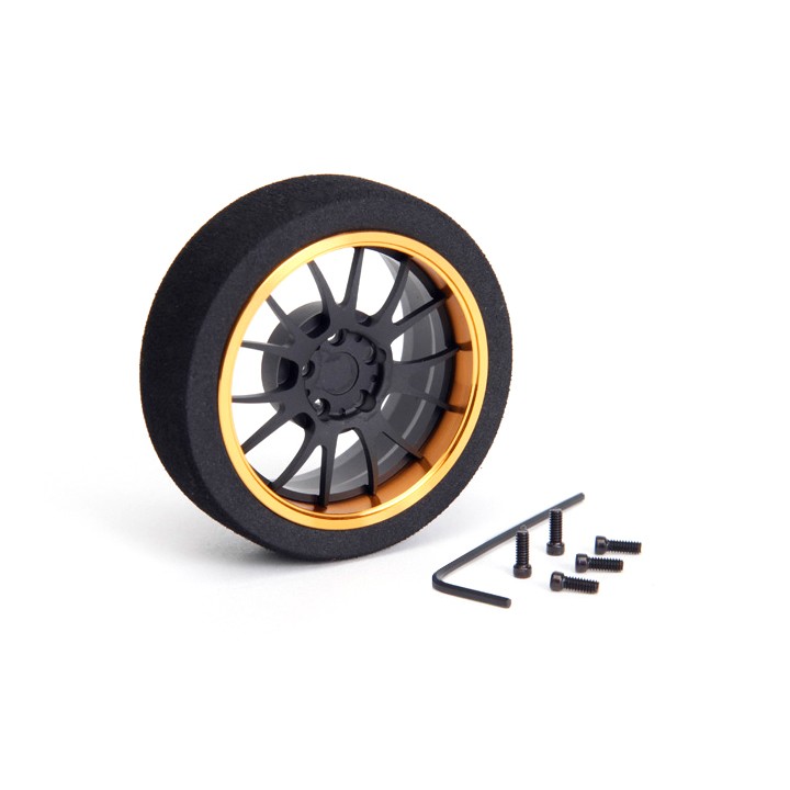 69712 Hiro Seiko Aluminum Steering Mf Wheel 7-Spoke [Fbk+Gold]