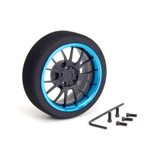 69713 Hiro Seiko Aluminum Steering Mf Wheel 7-Spoke [Fbk+T-Blue]