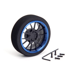 69714 Hiro Seiko Aluminum Steering Mf Wheel 7-Spoke [Fbk+Y-Blue]