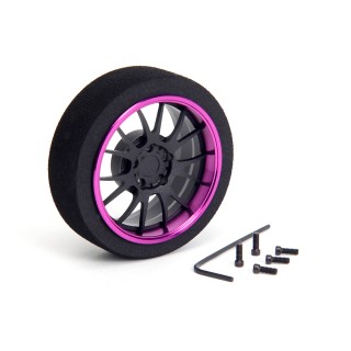 69716 Hiro Seiko Aluminum Steering Mf Wheel 7-Spoke [Fbk+Purple]