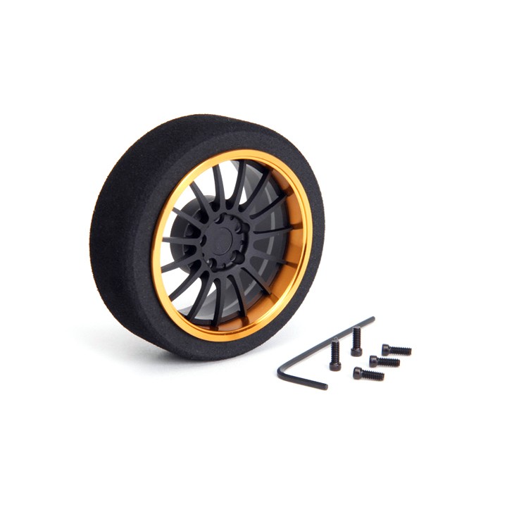 69718 Hiro Seiko Aluminum Steering Mf Wheel 15-Spoke [Fbk+Gold]