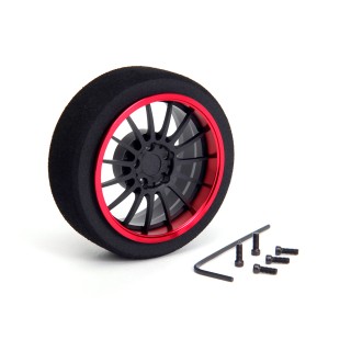 69721 Hiro Seiko Aluminum Steering Mf Wheel 15-Spoke [Fbk+Red]