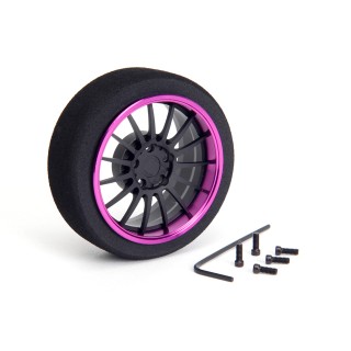 69722 Hiro Seiko Alu Steering Mf Wheel 15-Spoke [Fbk+Purple]