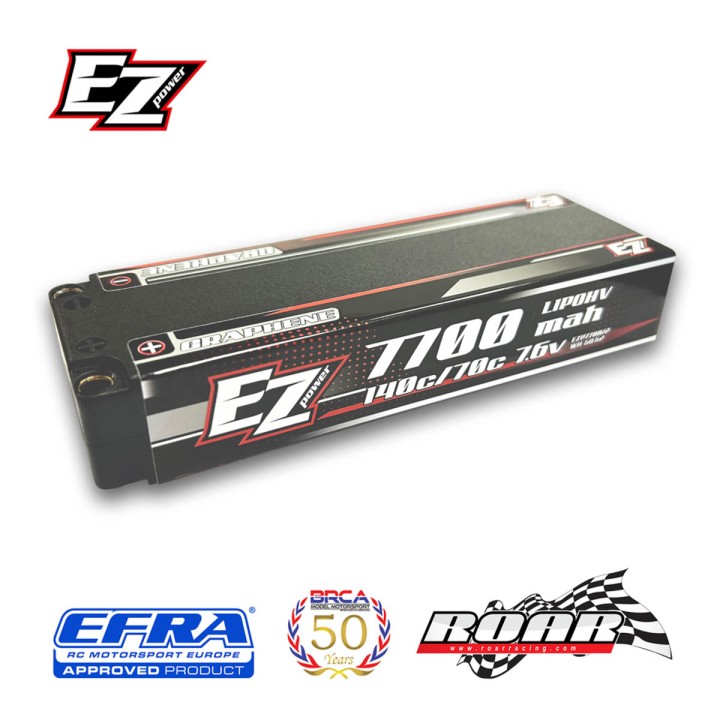 Ezpower Lipo 7700mah 7.6v 2s 140/70c HV Graphene - 5mm