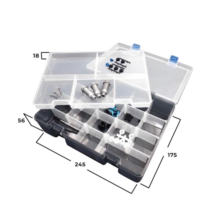 Koswork Two Layer Parts Case 245*175*56mm w/tray & partition